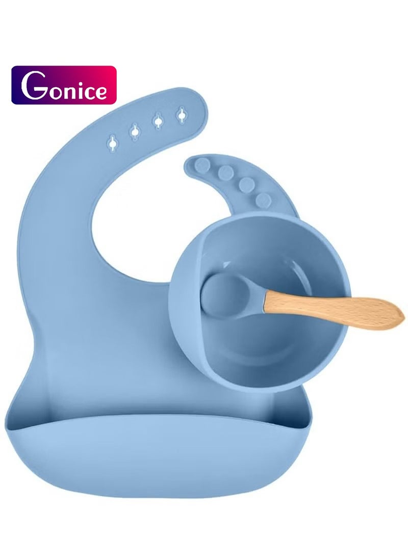 Gonice Silicone Toddler Self-Feeding Utensil Set, Blue  - Image 1