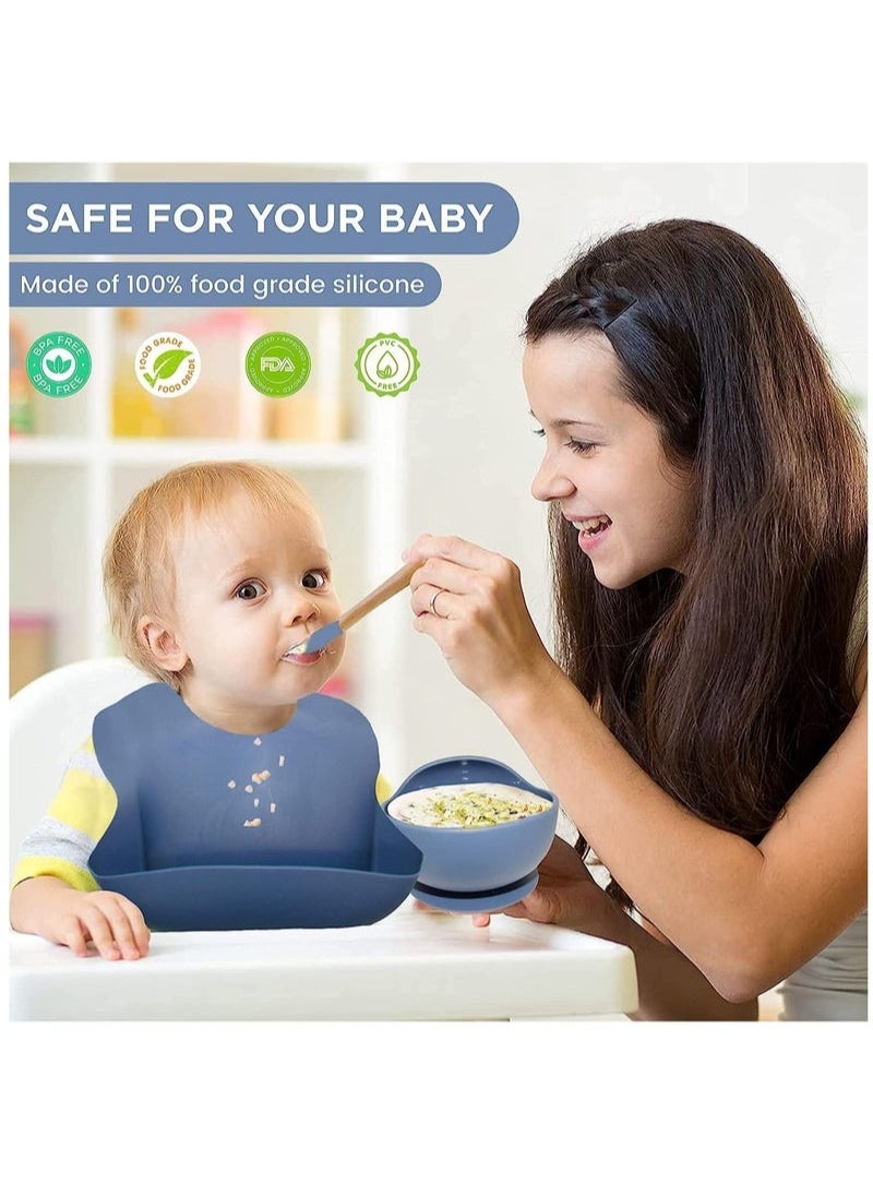 Gonice - Silicone Toddler Self-Feeding Utensil Set, Blue - Image 1