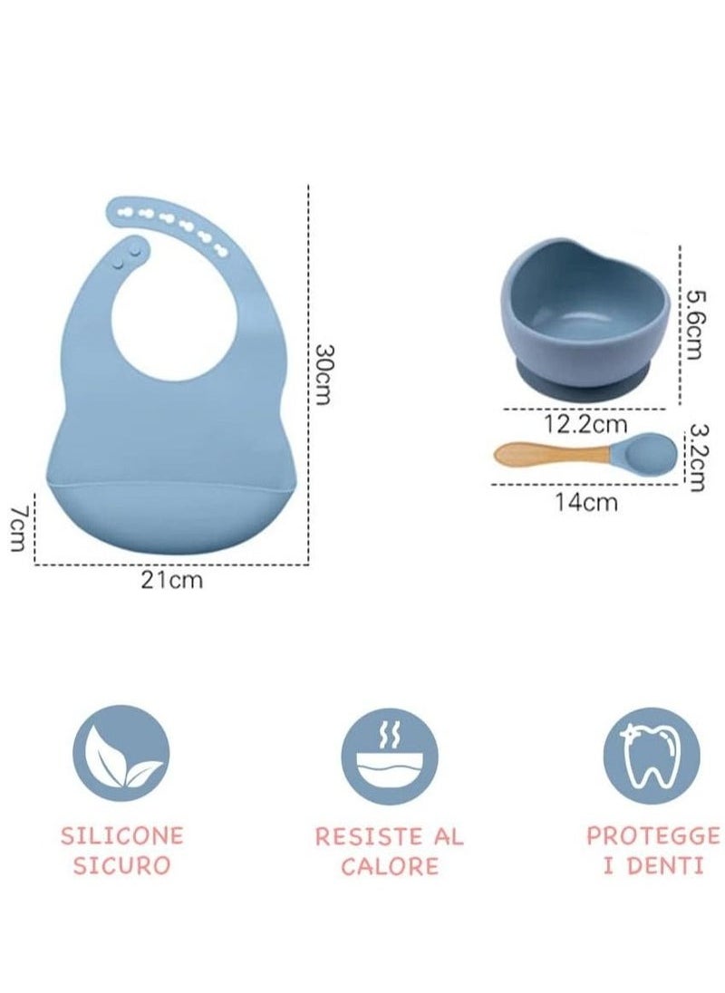 Gonice - Silicone Toddler Self-Feeding Utensil Set, Blue - Image 1
