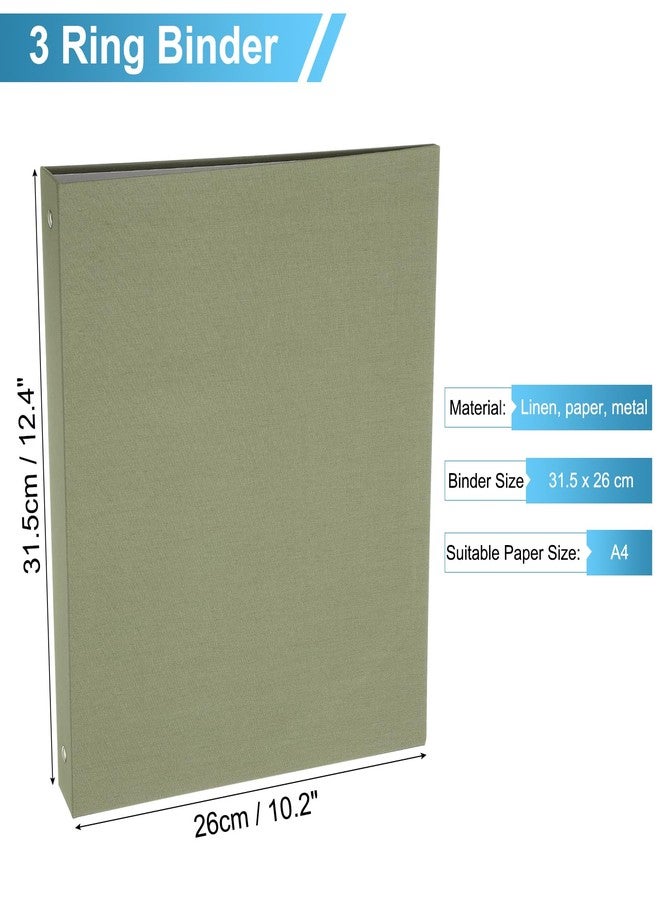 باتيكيل مجلد باتيكيل ذو 3 حلقات مقاس A4، قطعة واحدة، حلقة دائرية مقاس 1 بوصة، غلاف متين من الكتان، مناسب لورق مقاس 8.5 × 11 بوصة، للوصفات والصور والمكاتب، أخضر - Image 2