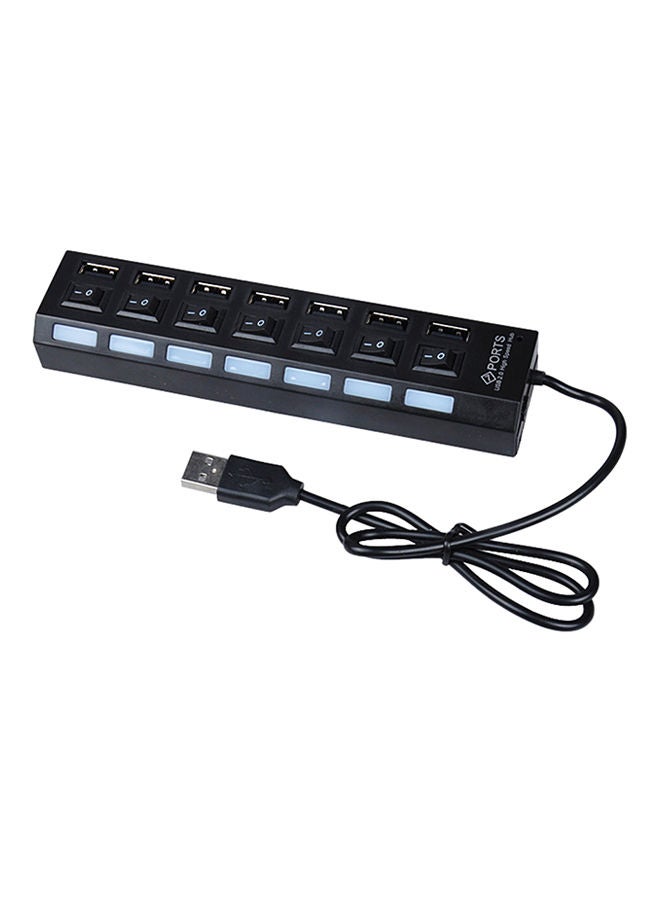 NIBEMINENT 7-Port USB 2.0 Hub With On/Off Black