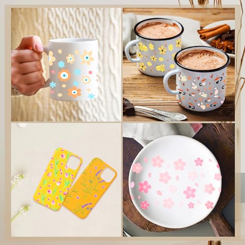 CRASHOT UV DTF Cup Wraps Transfer - 12 Sheets Boho UV DTF Sticker for 16 OZ Glass, Boho Rainbow, Daisy, Flower, Cow, Bee, Strawberry, Mushroom, Coffee Style, Gifts for Students, Tearcher, Friends - Image 4