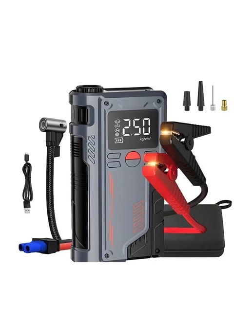 Jump Starter with Air Compressor 1000A 12V 150PSI 29.6Wh Car Battery Jump Starter 4.0L Gas 2.5L Diesel Smart Jumper with Display and Emergency Light