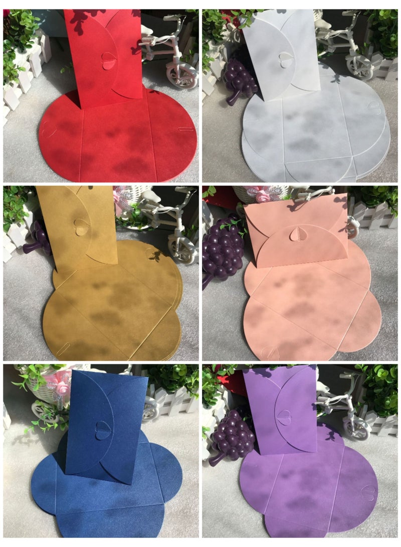 Generic 6PCS Heart-Shaped Buckle Envelopes – 15.5×10.5cm in Gold, Red, White, Purple, Pink & Blue – Elegant Gift or Invitation Envelopes  - Image 1