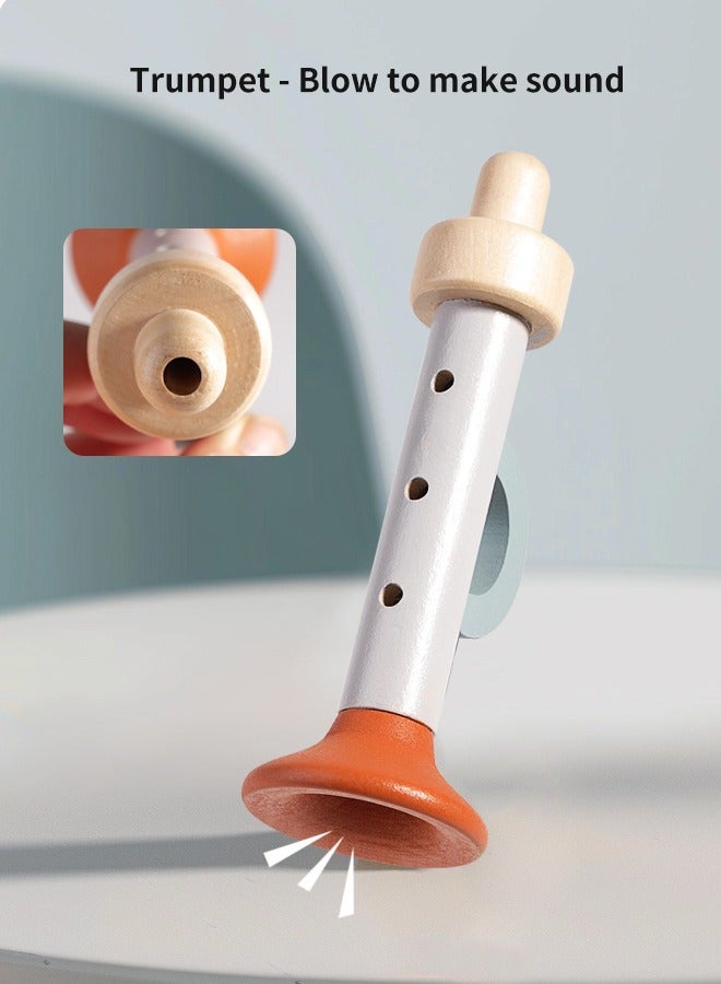 Aissiora 5 PCS Wooden rattle playset Baby hand grasping bell Early education musical instrument set Soothe the mood Educational toys for early education  - Image 4