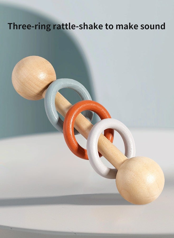 Aissiora 5 PCS Wooden rattle playset Baby hand grasping bell Early education musical instrument set Soothe the mood Educational toys for early education  - Image 5
