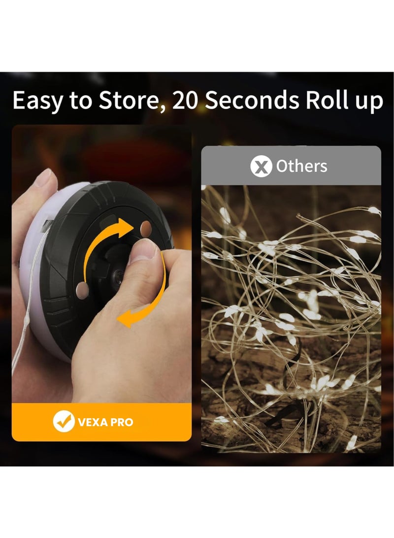 فيكسا برو مصباح تخييم LED قابل لإعادة الشحن وفانوس محمول - بطارية 2000 مللي أمبير/ساعة، سلسلة أضواء بطول 12 مترًا، 8 أوضاع للاستخدام في الهواء الطلق والخيام والمشي لمسافات طويلة - Image 5