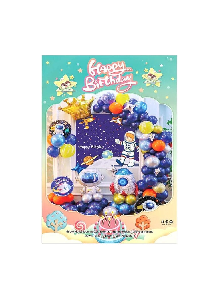 مجموعة ديكورات الفضاء الخارجي 41 قطعة من بارتي تايم، بالونات سفينة صاروخية، بالون رائد فضاء، ديكورات حفلات أعياد الميلاد بالفضاء الخارجي - لوازم حفلات أعياد الميلاد