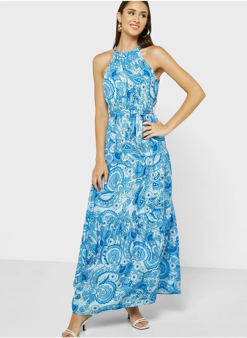ELLA - Printed Halter Dress - Image 1