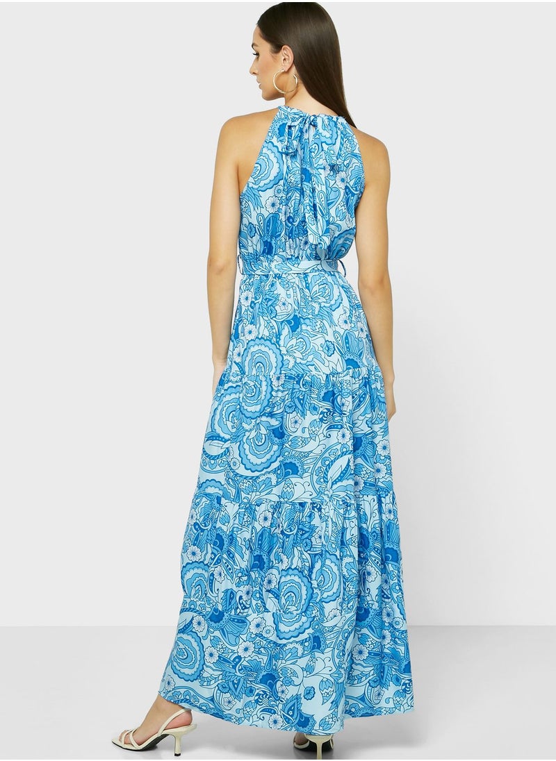 ELLA - Printed Halter Dress - Image 1