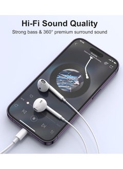 Apple Earbuds Wired/iPhone Headphones Wired【Apple MFi Certified】iPhone Earbuds Wired Earphones Built-in Micro & Volume Control Compatible with iPhone 14/13/12/11/X/8/7, Support All iOS System - White - pzsku/Z5BDE205C2E0C6CE6816CZ/45/_/1727239726/9ce658f3-7c0c-468f-b8a8-663f941a8a85