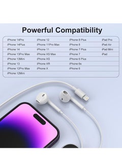 Apple Earbuds Wired/iPhone Headphones Wired【Apple MFi Certified】iPhone Earbuds Wired Earphones Built-in Micro & Volume Control Compatible with iPhone 14/13/12/11/X/8/7, Support All iOS System - White - pzsku/Z5BDE205C2E0C6CE6816CZ/45/_/1727239736/a0ccc66f-2d8c-4165-9dff-28955cd51148