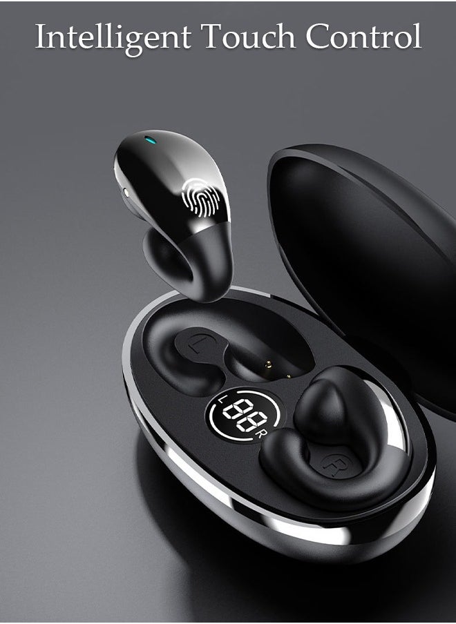 DUNISO Wireless Headphones Bluetooth Ear Clip Earphones Open Ear with Mic Wireless Charging Case LED Power Display and Touch Control for Running Sport Gym  - Image 4