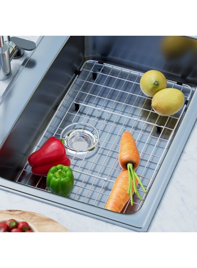 iPEGTOP Sink Bottom Grid, Stainless Steel Sink Protector 28"x 15" Centered Drain Hole with Corner Radius, Sink Grate for Bottom of Kitchen Single Sink Bowl with Hole,One-Piece - Image 2
