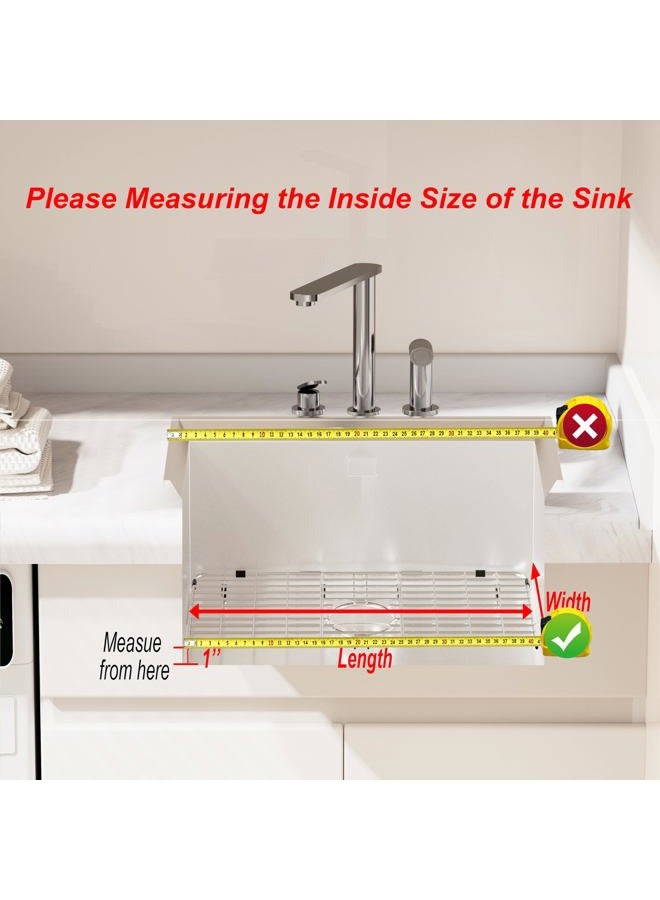 iPEGTOP Sink Bottom Grid, Stainless Steel Sink Protector 28"x 15" Centered Drain Hole with Corner Radius, Sink Grate for Bottom of Kitchen Single Sink Bowl with Hole,One-Piece - Image 4