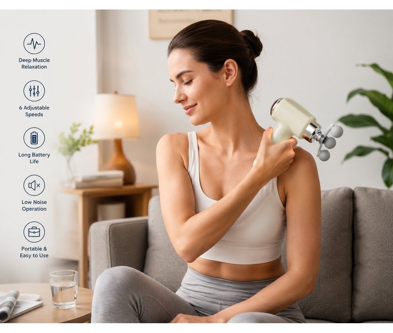 VENDIX Handheld Massage Gun, 6 Speeds Cordless Percussion Massage Device Deep Tissue Massager for Sport Soreness Relief, Gifts for Friend & Family - Image 2
