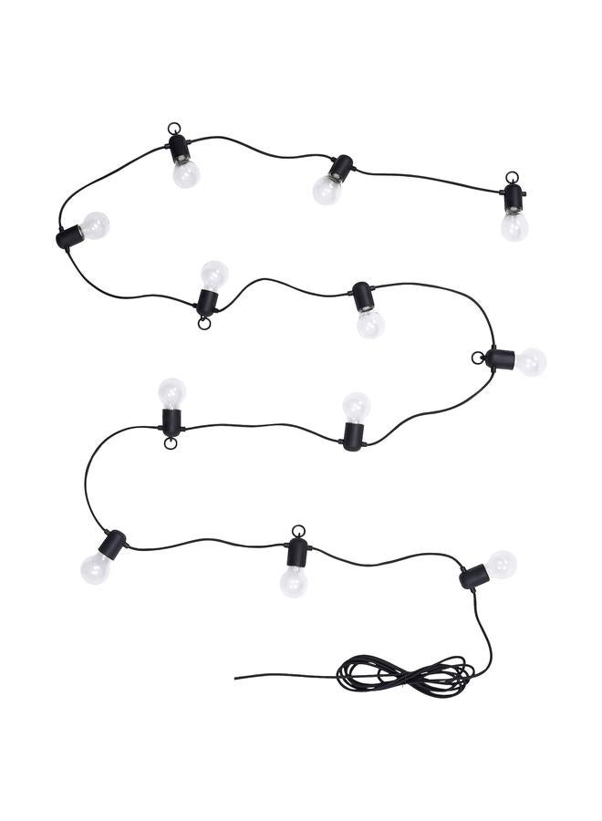 LED lighting chain with 12 lights, black/outdoor