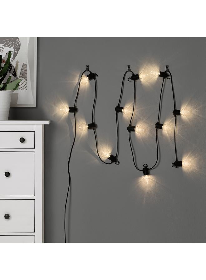 LED lighting chain with 12 lights, black/outdoor