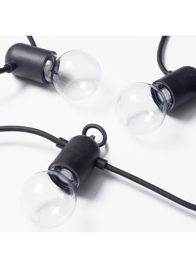 LED lighting chain with 12 lights, black/outdoor