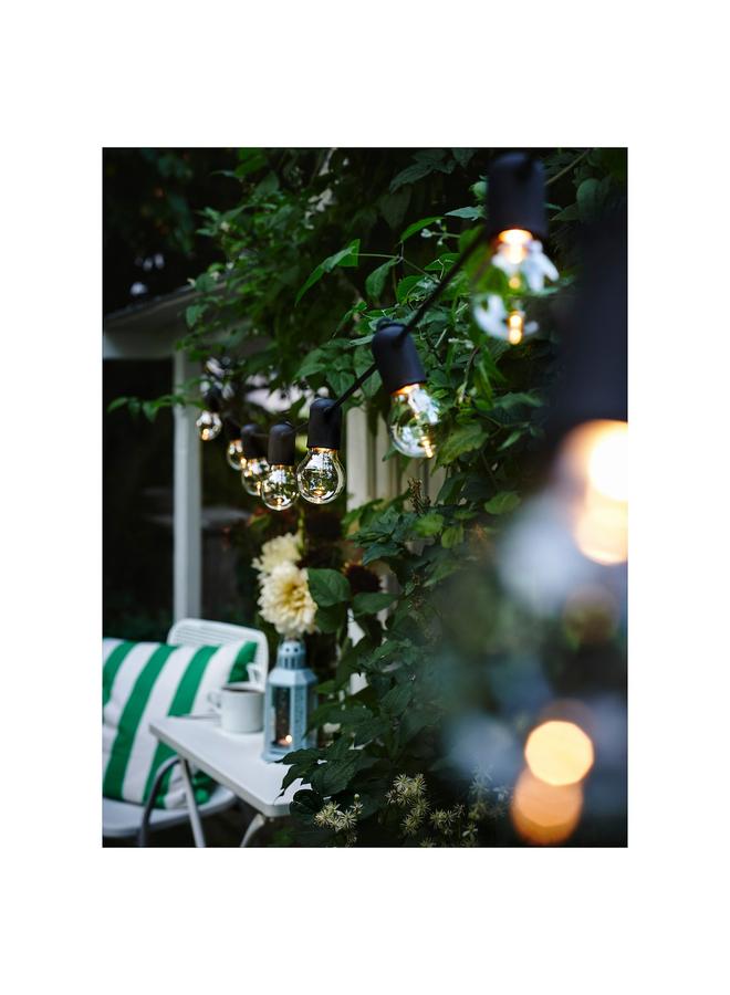 LED lighting chain with 12 lights, black/outdoor