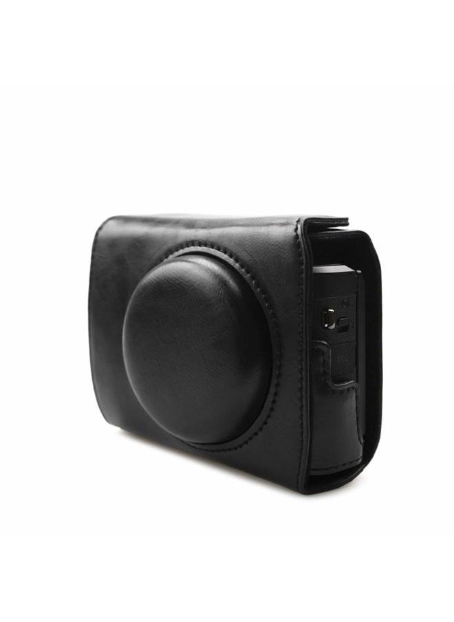 Rieibi G7X II/G7X III Leather Camera Case - Vintage Black Beauty Case with Strap for Canon PowerShot G7 X Mark II/III DSLR  - Image 1