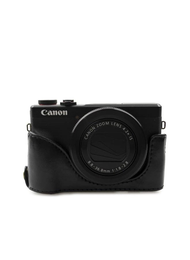 Rieibi G7X II/G7X III Leather Camera Case - Vintage Black Beauty Case with Strap for Canon PowerShot G7 X Mark II/III DSLR  - Image 3