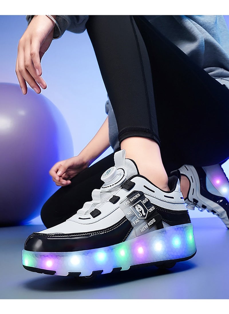 VUCATIN Kids Roller Skates Shoes with Lights Kids Skates Sneakers LED Light Up Rechargeable Wheels Shoes with Lights Outdoor Slip On Roller Skates Shoes Sneakers for Beginners Gift (E)  - Image 4