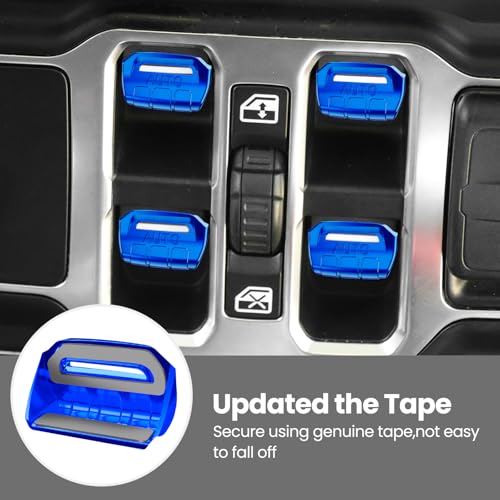 DIAMOOKY 8PCS Metal Button Knob Cover for Jeep Wrangler JL JLU 2018-2025 2026 & Gladiator JT Accessories Window Switch Button Cover Volume Radio Air Conditioner Headlight Switch Knob Cover (Blue) - Image 5