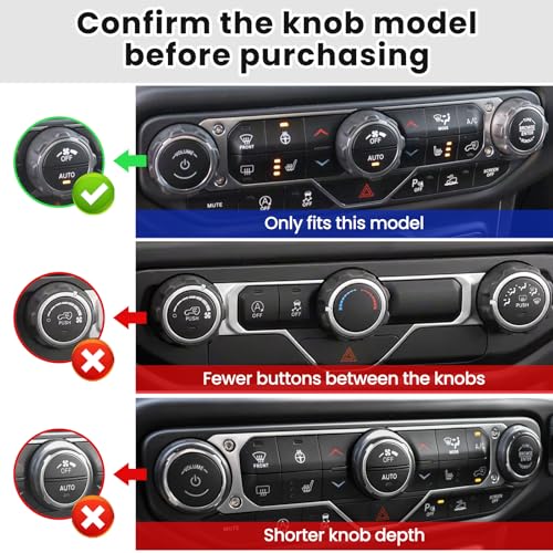 DIAMOOKY 8PCS Metal Button Knob Cover for Jeep Wrangler JL JLU 2018-2025 2026 & Gladiator JT Accessories Window Switch Button Cover Volume Radio Air Conditioner Headlight Switch Knob Cover (Blue) - Image 2