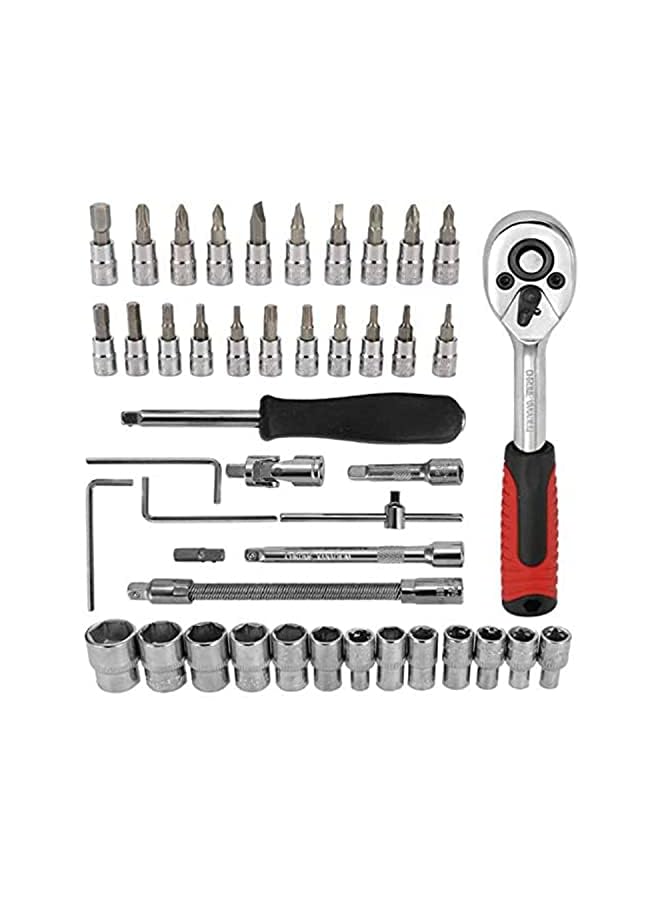 Beauenty High Carbon Steel Chrome Finish Socket Wrench Set , Ratchet, Torque, Wrench, Extension Bar Drill Bit Multifunction Repair Hand Tool Kit - 46 Pieces, 14mm - Image 5