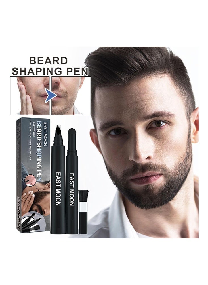 إيست مون قلم تحديد اللحية، قلم تعبئة اللحية 3 في 1، مسحوق اللحية وفرشاة اللحية، مقاوم للماء والعرق، تغطية طويلة الأمد، يخلق لحية وحواجب بمظهر طبيعي للرجال - Image 2
