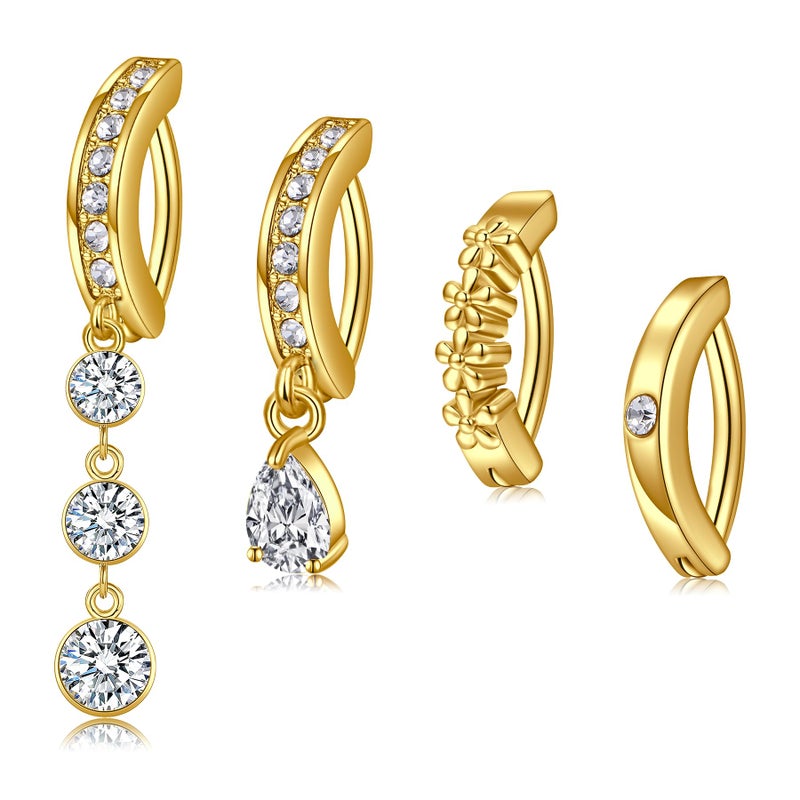 QWALIT Gold Belly Button Ring Dangle Belly Ring Clicker Belly Button Rings Hoop Surgical Steel Belly Button Piercing Belly Button Ring Hoop Hinged Belly Rings for Women - Image 1