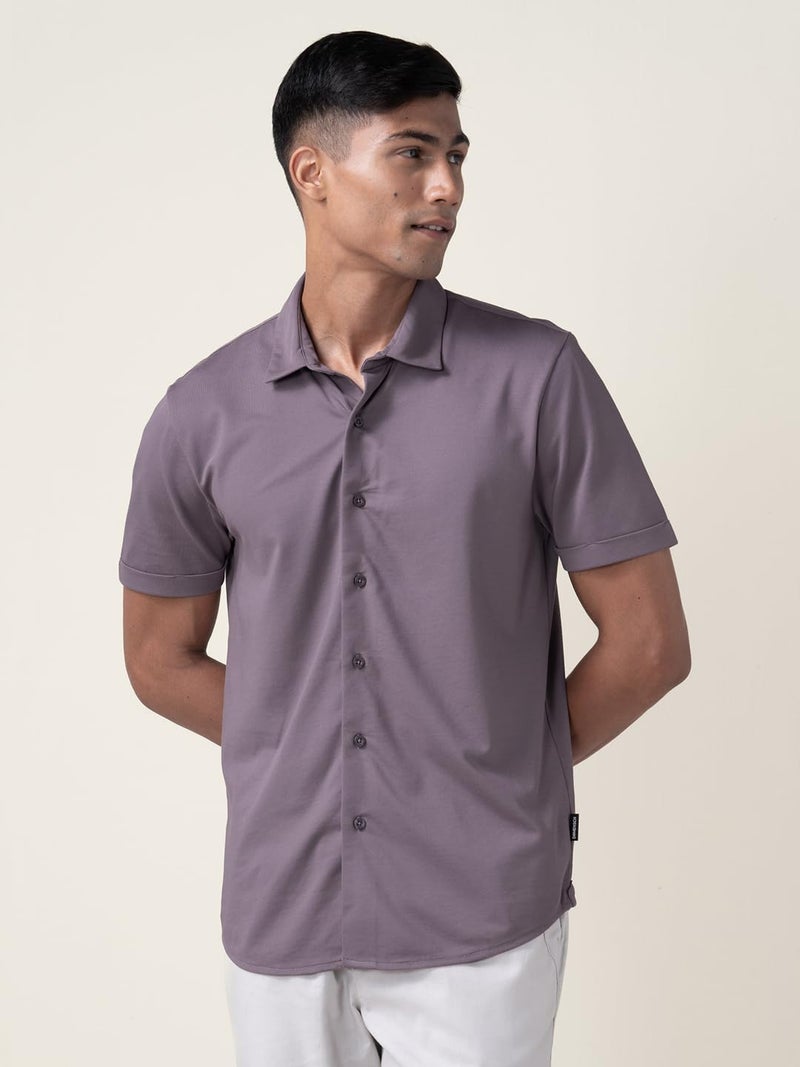 DAMENSCH Constant Cotton Thermoregulating Pique Half Shirt-Plush Mauve-S - Image 3