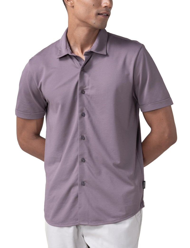 DAMENSCH Constant Cotton Thermoregulating Pique Half Shirt-Plush Mauve-S - Image 1