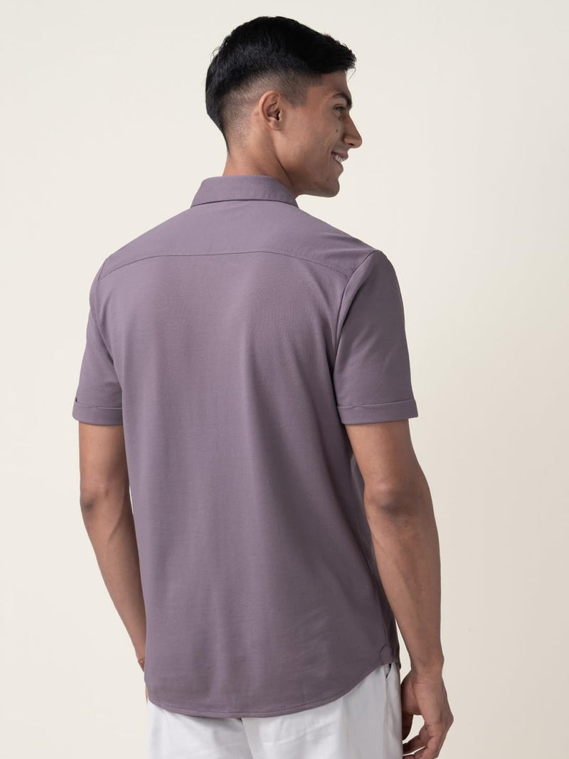 DAMENSCH Constant Cotton Thermoregulating Pique Half Shirt-Plush Mauve-S - Image 5