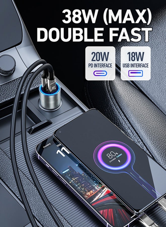 Bavin PD 20W + QC 18W Car Charger Fast Charging Dual USB Car Plug Adapter Car Charger Type C Compatible with iPhone 15 Pro Max/15 Pro/15/14/13 Pro Max/12/11, iPad Pro/mini6, Samsung S23/S22, Huawei Etc.  - Image 2