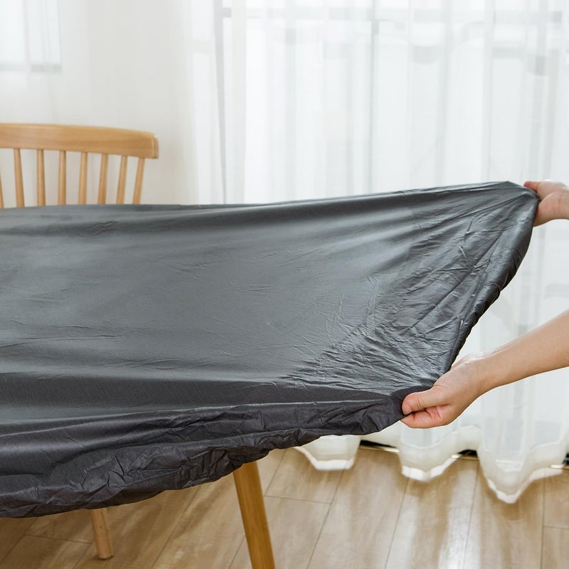 Pioggia مائدة مائدة مستديرة فينيل مع دعم من الفانيلا ، طاولة مرنة ، غطاء بلاستيكي مقاوم للزيت مقاوم للزيت (أسود صغير جولة يناسب طاولة 40 ""-44 "" القطر) - Image 2