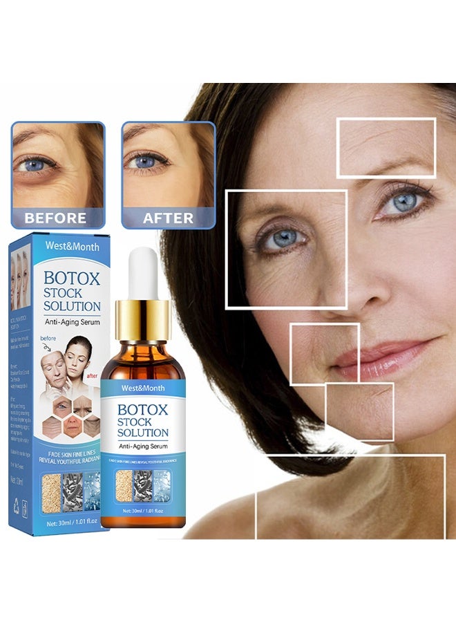 West&Month Stock Solution Anti-Aging Serum,Botox Facial Serum for Women,Vitamin C Serum & Collagen Face Serum for Reducing Fine Lines & Wrinkles,Nourishing and Plump Skin 30ml - Image 1