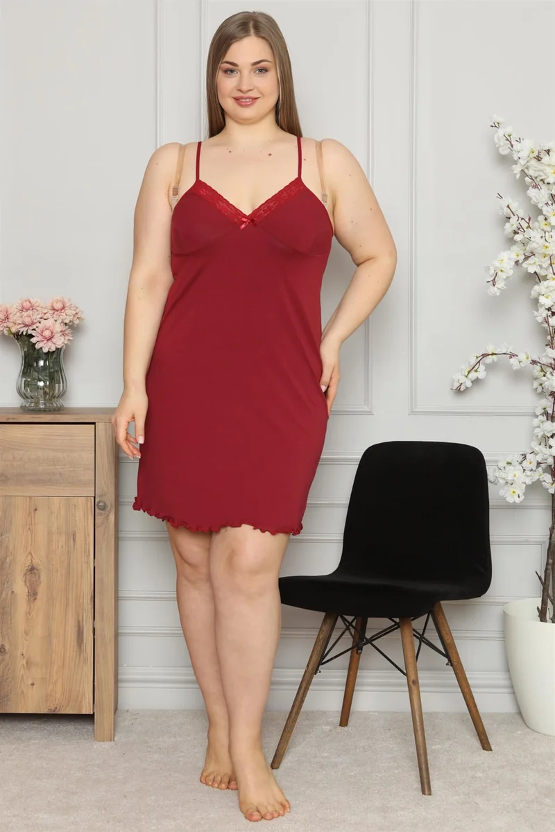 اكبينيز Women's Cotton Rope Strap Large Size Nightgown 987