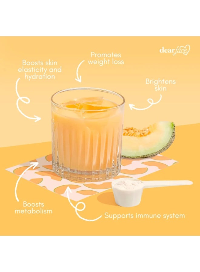 Dear Face Beauty Milk Melon Collagen Drink – 50,000mg Marine Collagen + Glutathione + Ceramides – 10 Sachets x 18g - Image 2