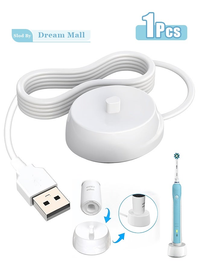 اورال شاحن USB لفرشاة أسنان أورال بي الكهربائية 3757، قاعدة شحن حثية مقاومة للماء، محمولة للسفر. - Image 1