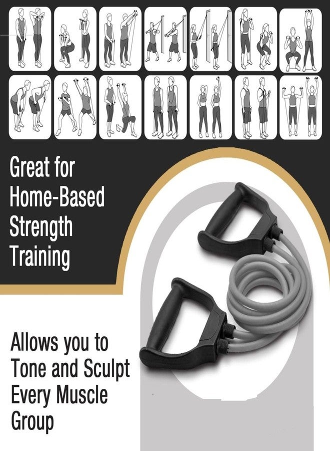 COOL INDIANS Hand Gripper Adjustable with Built-in Repetition + Heavy Resistance Exercise Tube with Handles - Strength Training Combo for Arm, Chest, Back, Shoulders & Grip Strength - Home Gym Kit for Men & Women (Black) - Image 4