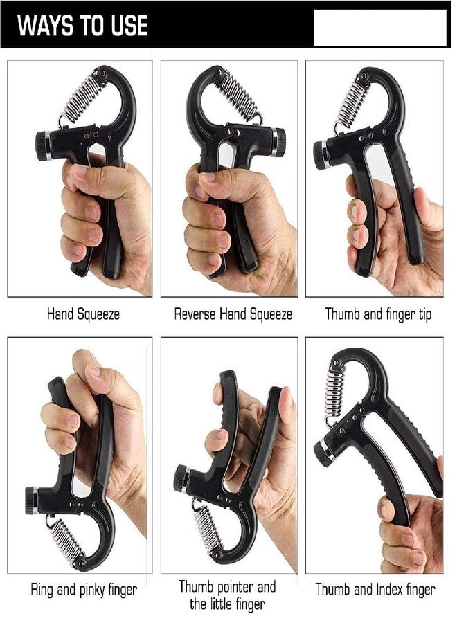 COOL INDIANS Hand Gripper Adjustable with Built-in Repetition + Heavy Resistance Exercise Tube with Handles - Strength Training Combo for Arm, Chest, Back, Shoulders & Grip Strength - Home Gym Kit for Men & Women (Black) - Image 3