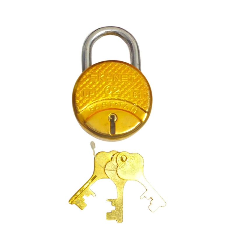 Brass Finished Lock Round 50mm with 3 Key 8 Lever Padlock for Door Gate Shutter Finish Brass 3 Keys  - Image 3