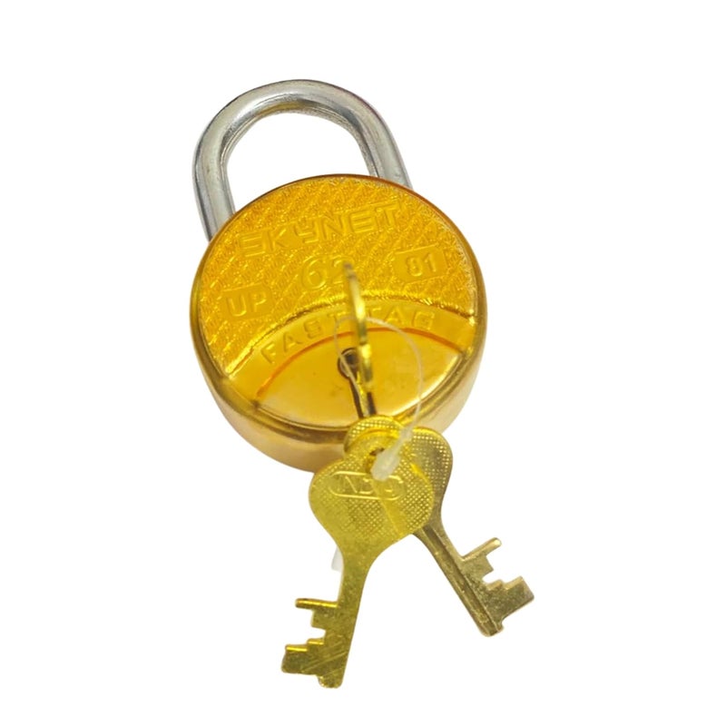 Brass Finished Lock Round 50mm with 3 Key 8 Lever Padlock for Door Gate Shutter Finish Brass 3 Keys  - Image 5