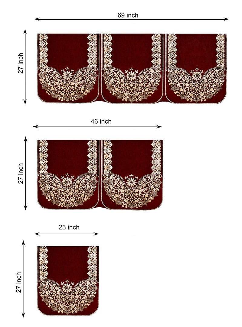 SAWNA HOMES Velvet L Shape 7 Seater Sofa Cover Set with 5 Cushion Cover | 3+2+1 Seater Sofa Cover for Living Room, Drawing Room and Hall | Sofa Seat Protector Slip and Back Covers, 10 Pieces (Maroon) - Image 4