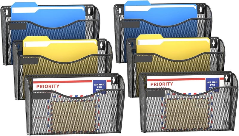 Samstar 6 Pack Mesh Wall Mounted File Holder Metal Wall File Pocket Mail Organizer for Office/Home(with Label Panel) - Image 2