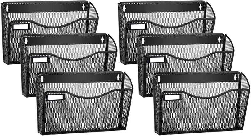 Samstar 6 Pack Mesh Wall Mounted File Holder Metal Wall File Pocket Mail Organizer for Office/Home(with Label Panel) - Image 1