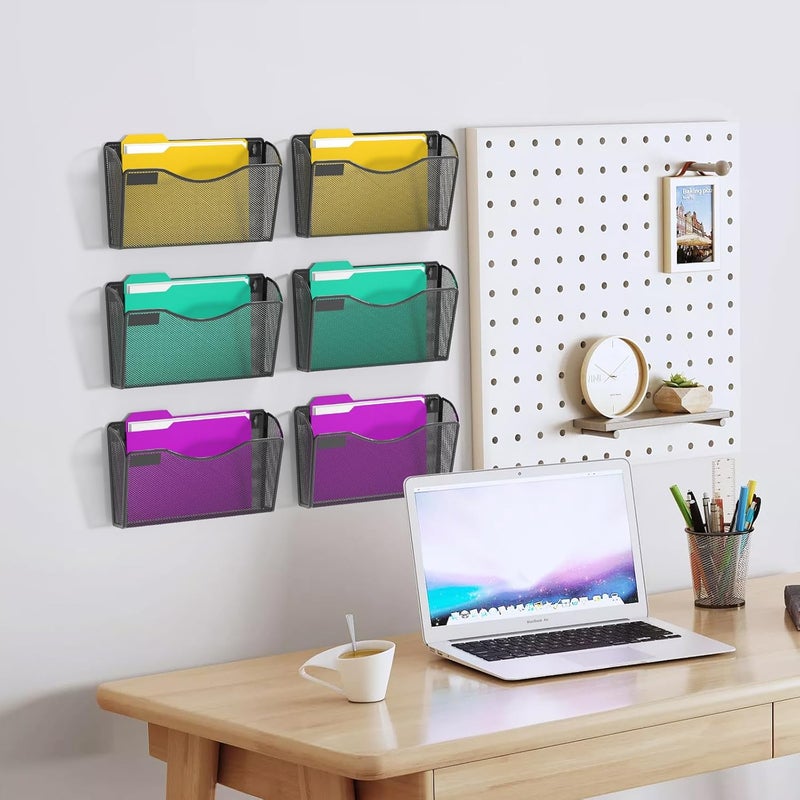 Samstar 6 Pack Mesh Wall Mounted File Holder Metal Wall File Pocket Mail Organizer for Office/Home(with Label Panel) - Image 3