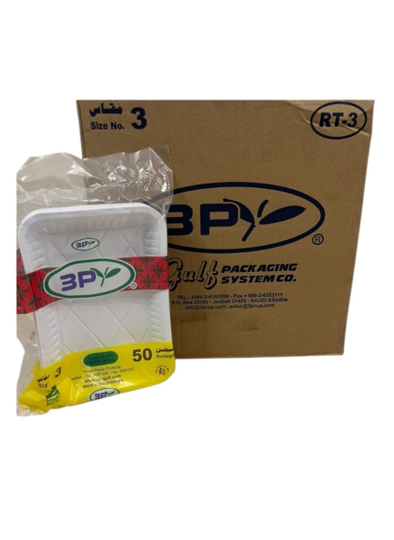 3P Carton of plastic plates No. 3, rectangular, 50 plates * 20 packs/1000 plates 